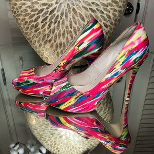 Multi-colored Peep Toe Heels